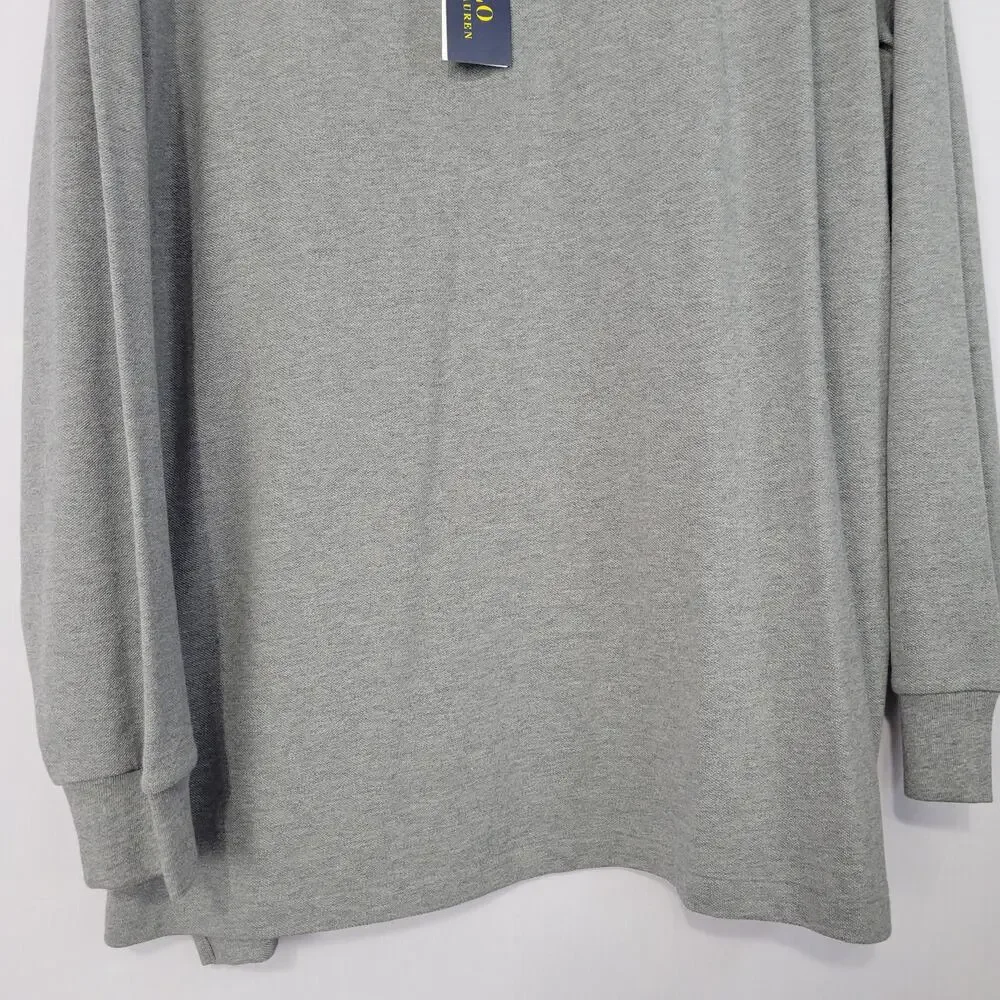 POLO Ralph Lauren Classic Fit Long Sleeve Polo Shirt size XXL Gray Pony, New